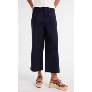 Free Assembly Womens Pants Size L Darkest Navy Cropped High Rise  Wide Leg